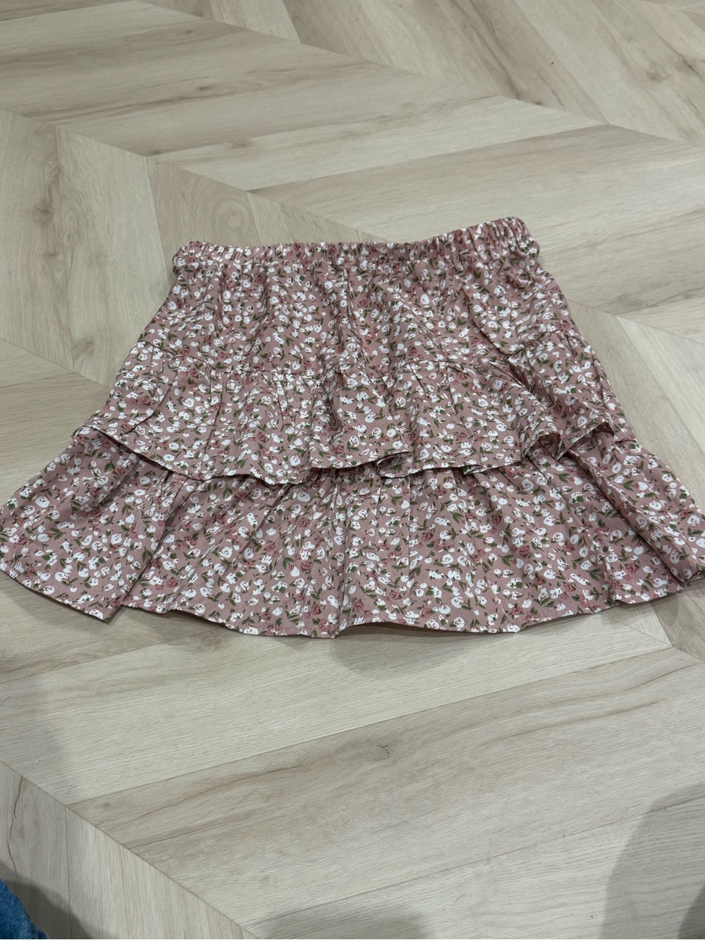 Women's Dusty Pink Floral Tiered Mini Skirt